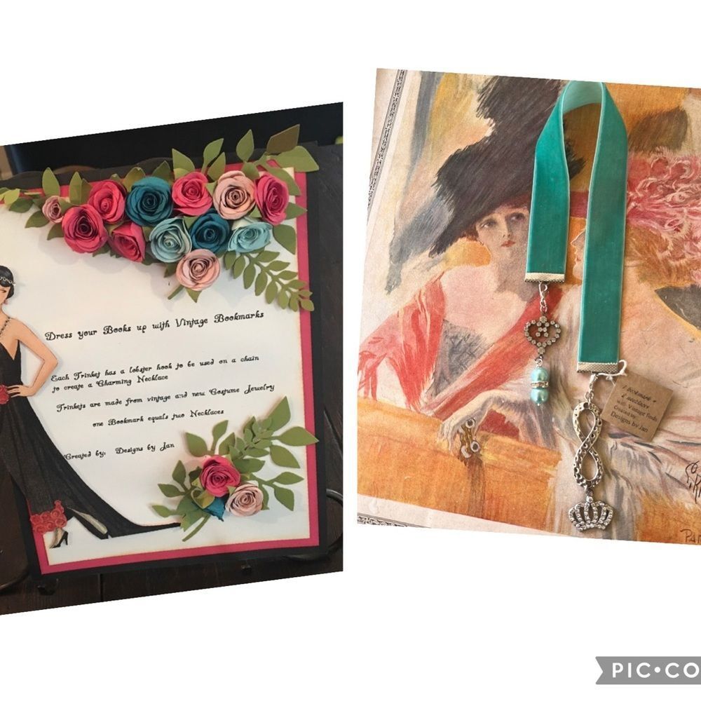 Vintage Bookmark Jewelry Two Necklaces One Bookmark